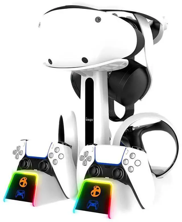 Alt view image 3 of 3 - Charging Dock with RGB Light Controller Mount Dual USB Port Headset Stand for Play Station 5 VR2 Headset