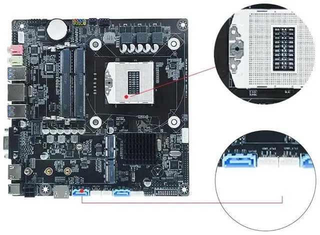 Alt view image 3 of 3 - HM87 Computer Motherboard Dual Channal DDR3 1600MHz LGA946 Desktop Motherboard USB3.0 SATA M.2 Nvme M PCI Express 1000Mbps LAN