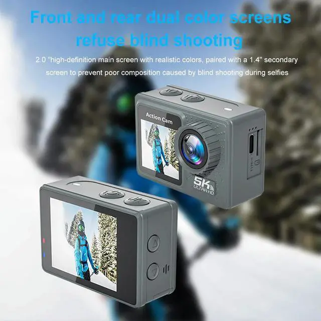 Alt view image 3 of 3 - 5K 4K 60FPS Action Camera Anti-shake Sport Camera 170° Wide Angle Diving Mini DV Camera 30m Waterproof with Remote Control