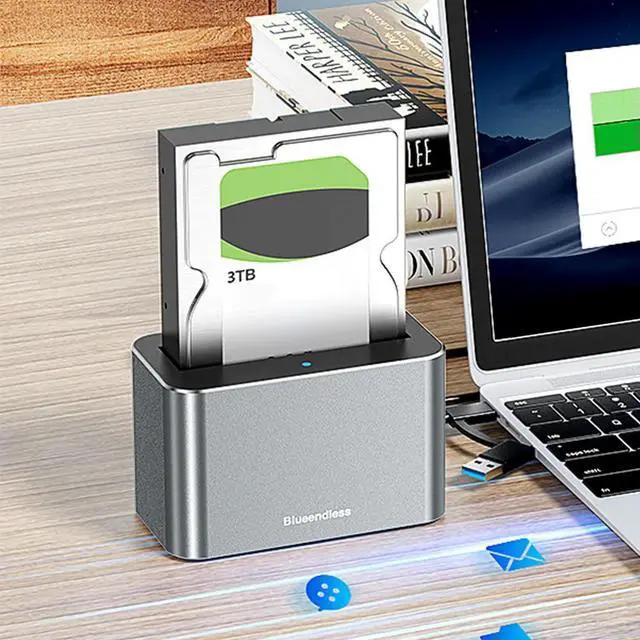 Alt view image 2 of 3 - Hard Drive Dock USB3.0 To SATA External Hard Drive Docking Station 5Gbps Support Up To 20TB for 2.5 & 3.5 Inch SATA/SAS HDD SSD