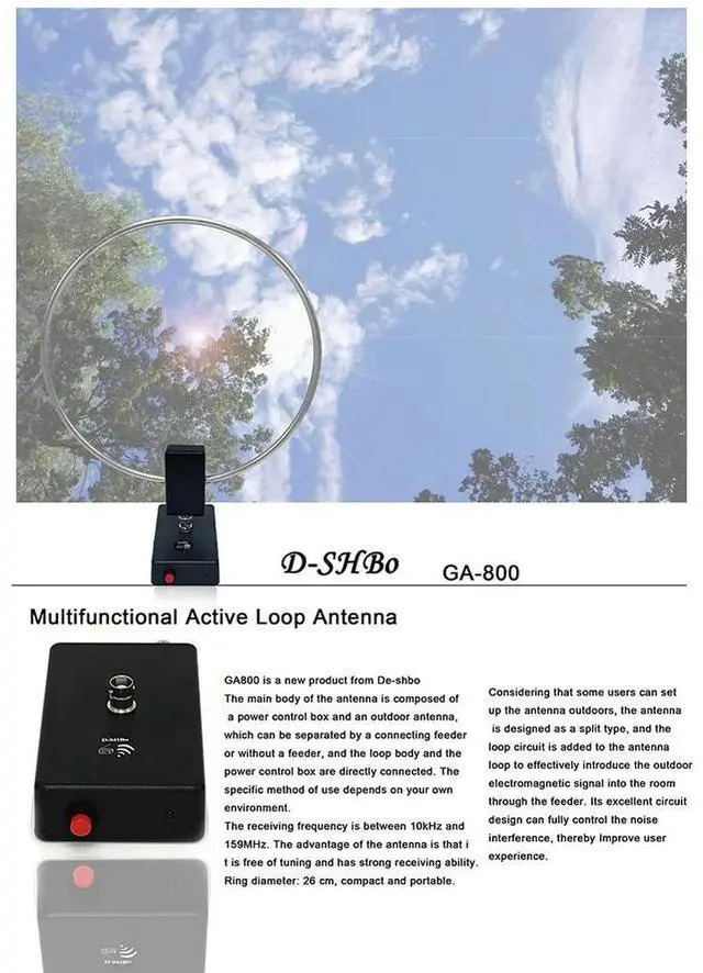 Main image of Circular Antenna 10KHz-159MHz Donut Antenna HF Active Loop Antenna Small Loop Shortwave Antenna for GA800 Radio Indoor Use