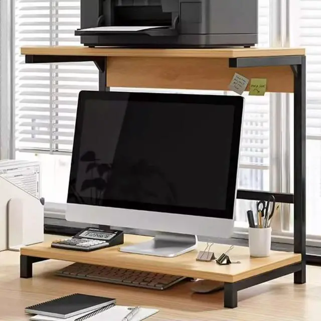 Alt view image 3 of 3 - 2-Tier Computer Monitor Riser Printer Stand Desktop Rack for Printer Desktop Computer Laptops and Monitor