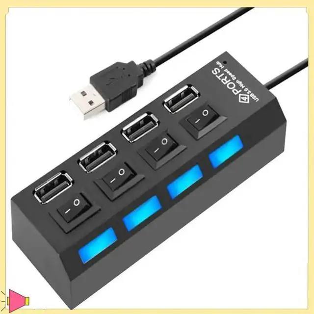 Alt view image 2 of 4 - 4 Ports USB Hub Splitter USB 2.0 Hub LED With 4 ON/OFF Switches For Tablet Laptop Computer Notebook