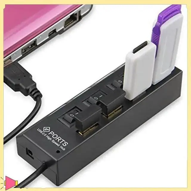 Alt view image 4 of 4 - 4 Ports USB Hub Splitter USB 2.0 Hub LED With 4 ON/OFF Switches For Tablet Laptop Computer Notebook