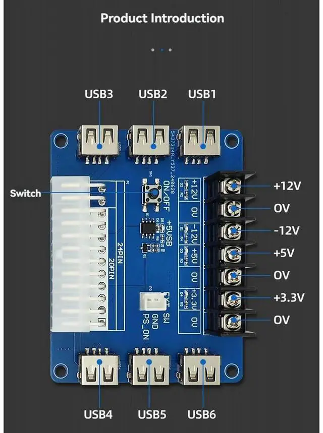 Alt view image 3 of 4 - 20 Pins 24 Pins ATX Power Adapter Board Power Pickup Board Power Module USB Charging Desktop Chassis Power Supply 5V
