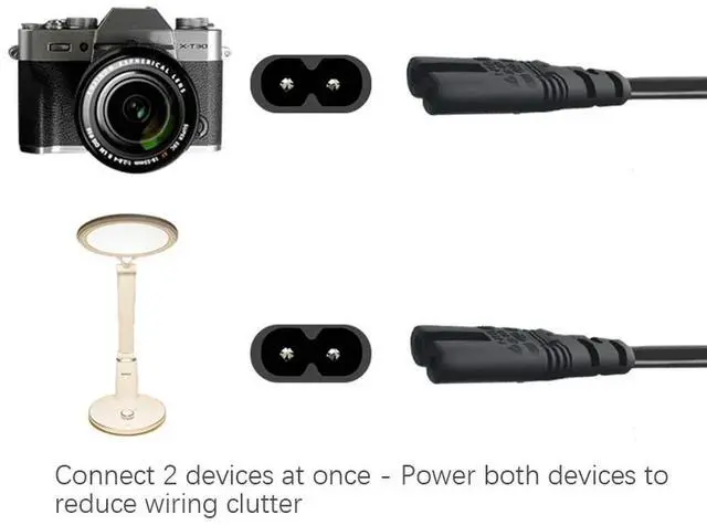 Alt view image 2 of 4 - IEC320 C8 To 2X C7 Y Split AC Power Cord, IEC Figure 8 Male To 2 Female 1 In 2 Out AC Power Cable