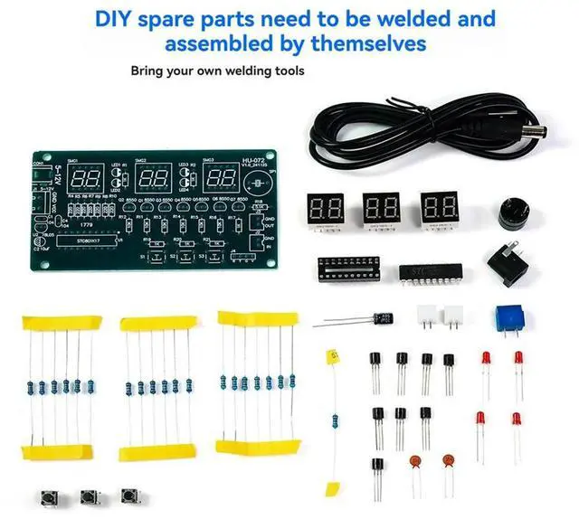 Alt view image 4 of 4 - Electronic Clock DIY Kits Digital Tube LED Display Suite Electronic Module Parts and Components DC 5V-12V