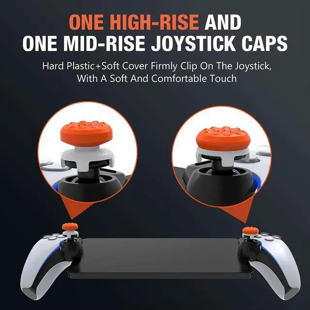 Alt view image 3 of 4 - Joystick Caps 1 High-Rise 1 Mid-Rise Rocker Cap Non-Slip Protective Cap for PS5 Portal for Portal Remote Player