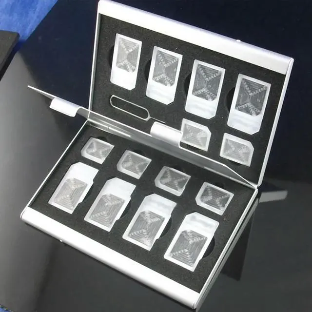 Alt view image 4 of 4 - 15 in 1 Memory Card Holder Aluminum Alloy Portable Case Box SIM Card Case for 14 SIM Card & 1 Cell Phone Eject Pin