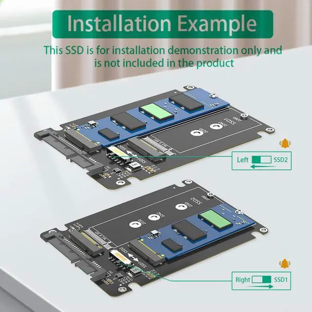 Alt view image 3 of 4 - Dual M.2 B Key NGFF SSD To 2.5 SATA III Adapter M.2 SATA Adapter 6Gbps Dual NGFF B Key M.2 SSD Card Driver-free with Enclosure