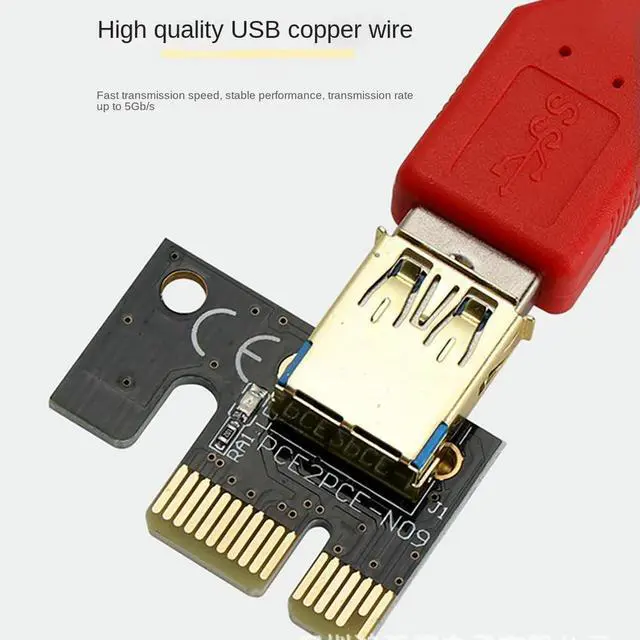 Alt view image 2 of 4 - VER011 PRO Riser Card PCI-E 1X To 16X USB3.0 6PIN Graphics Extension Cable With 10 Solid Capacitors B250 B75 BTC
