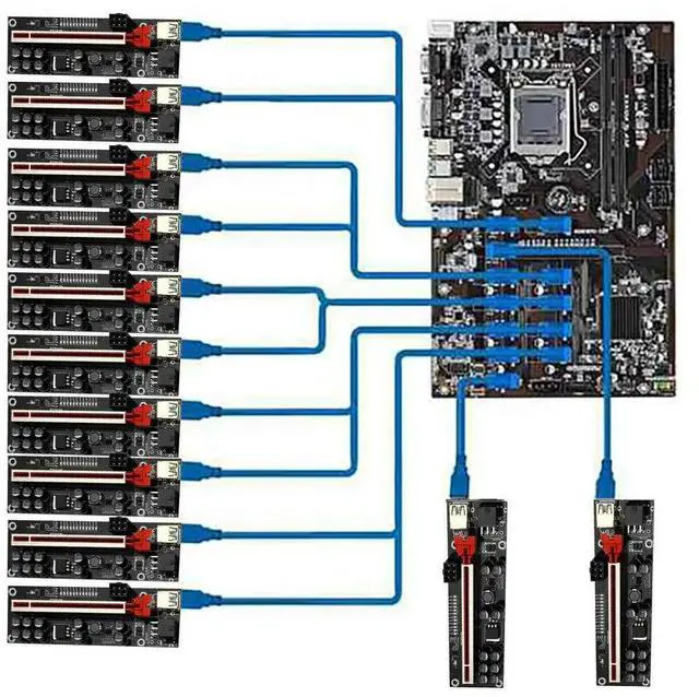 Main image of VER011 PRO Riser Card PCI-E 1X To 16X USB3.0 6PIN Graphics Extension Cable With 10 Solid Capacitors B250 B75 BTC