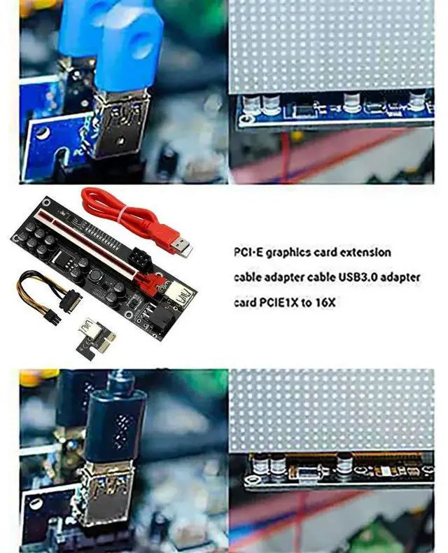 Alt view image 4 of 4 - VER011 PRO Riser Card PCI-E 1X To 16X USB3.0 6PIN Graphics Extension Cable With 10 Solid Capacitors B250 B75 BTC