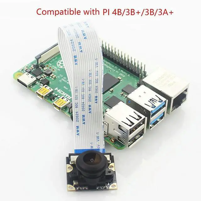 Alt view image 4 of 4 - For Raspberry Pi 4B 3B+ Day Vision Camera Module 5MP 1080P Fisheye 130 Degree Wide Angle Fisheye Focus Adjustment Camera