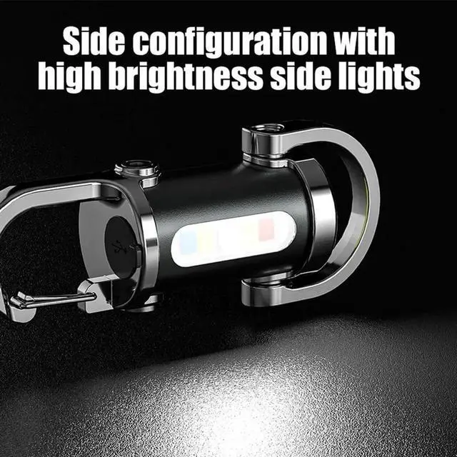 Alt view image 3 of 4 - COB LED Keychain Flashlight USB Rechargeable Pocket Flashlight Ultralight Camping Flashlight for Outdoor Emergency