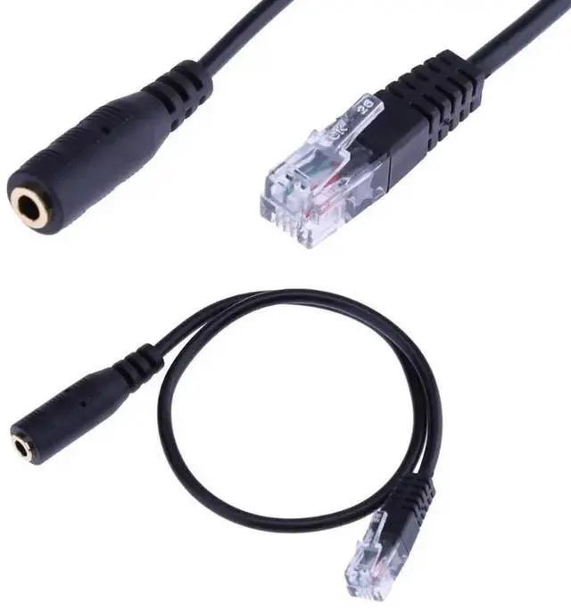 Alt view image 2 of 4 - Black 3.5mm Headset Earphone Audio Cable Female to RJ9 Jack Adapter Convertor PC Headset Telephone