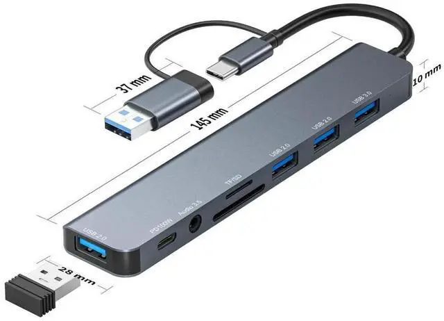 Main image of USB Docking Station 4 USB Multi-Port Adapter With PD100W,SD/TF,Audio3.5, For Laptops, Tablets And Phones