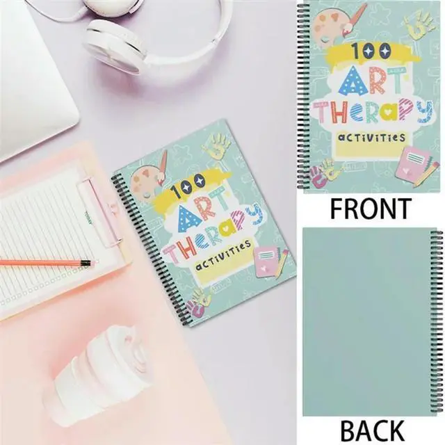 Alt view image 4 of 4 - Notebook Art Drawing Patterns Watercolour Pencil Art Plan Table 100 Therapeutic Activities Art & Emotions Guidebook