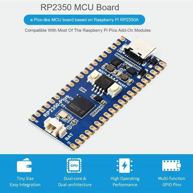 Alt view image 4 of 4 - RP2350-Plus Development Board RP2350 Plus Microcontroller MCU Board Based on for Raspberry Pi Pico Soldered
