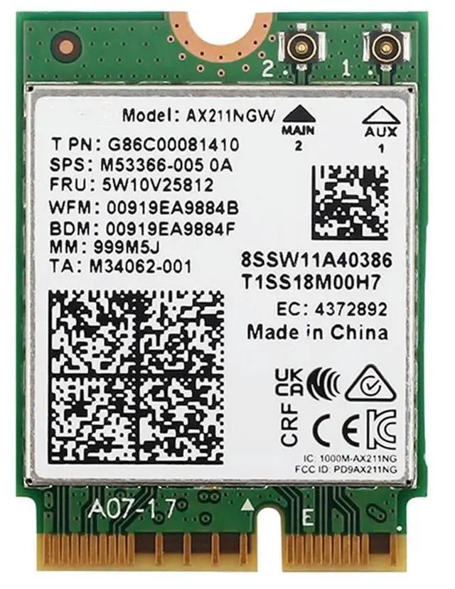 Alt view image 4 of 4 - AX211NGW 6E M.2 Key E Cnvio2 Dual Band 2.4Ghz/5Ghz Wireless Network Card Accessories Kit 802.11Ac Bluetooth 5.2 Adapter