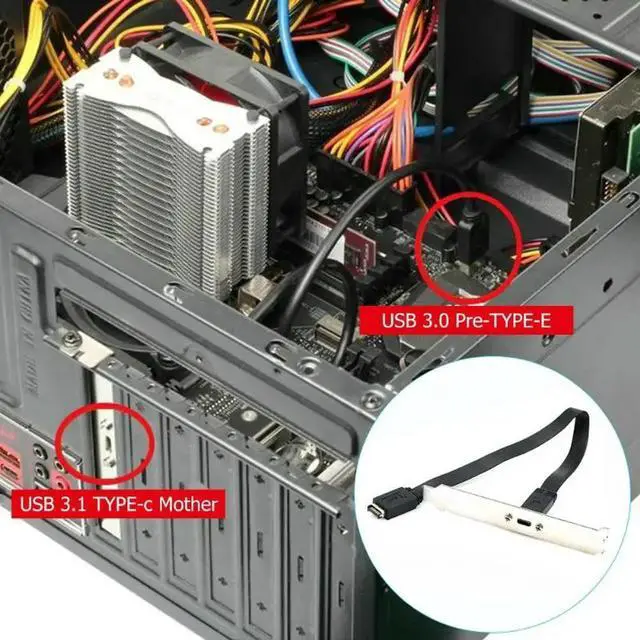 Alt view image 3 of 4 - 30cm USB 3.1 Front Panel Header Type E Male To USB-C Type C Female Motherboard Expansion Cable Connector wire cord with Baffles