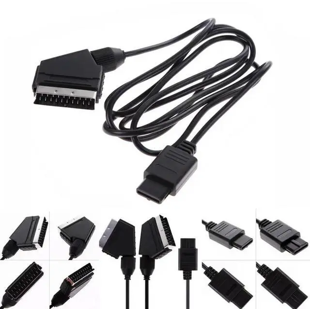 Main image of 1.8M A/V TV Video Scart RGB Cable Gaming 21 pin euro scart plug cord wire for Nintendo SNES Gamecube and N64 Console