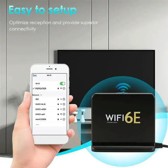 Alt view image 4 of 4 - 6E 2.4G 5G 6G Triple Dual-Band Extension Cable SMA Antenna Signal Amplifier Wireless Network Card Router