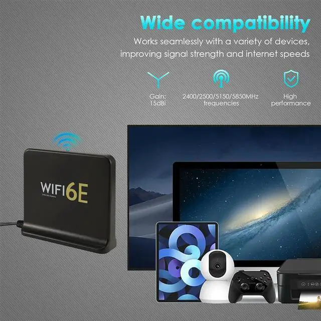 Alt view image 3 of 4 - 6E 2.4G 5G 6G Triple Dual-Band Extension Cable SMA Antenna Signal Amplifier Wireless Network Card Router