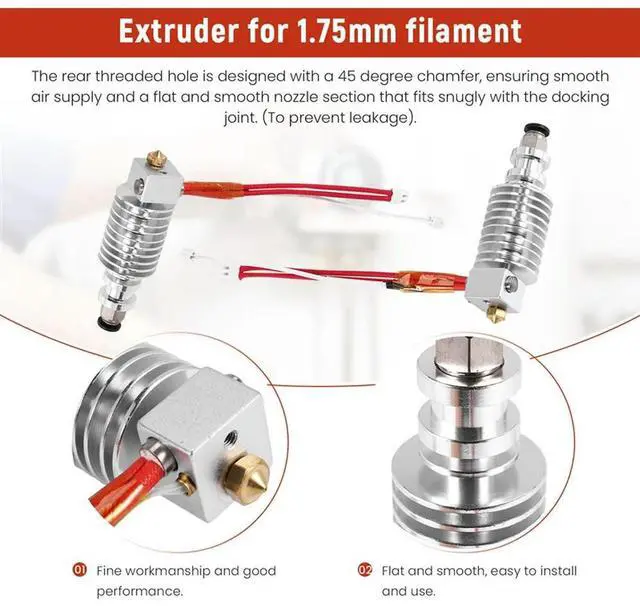 Alt view image 2 of 4 - 2Pcs Durable V5 J Head Hotend Extruder Hot 0.4Mm 3D Printer Parts For Anycubic I3 Mega 3D Printer For 1.75Mm Filament