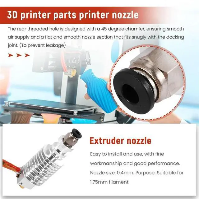 Alt view image 3 of 4 - 2Pcs Durable V5 J Head Hotend Extruder Hot 0.4Mm 3D Printer Parts For Anycubic I3 Mega 3D Printer For 1.75Mm Filament