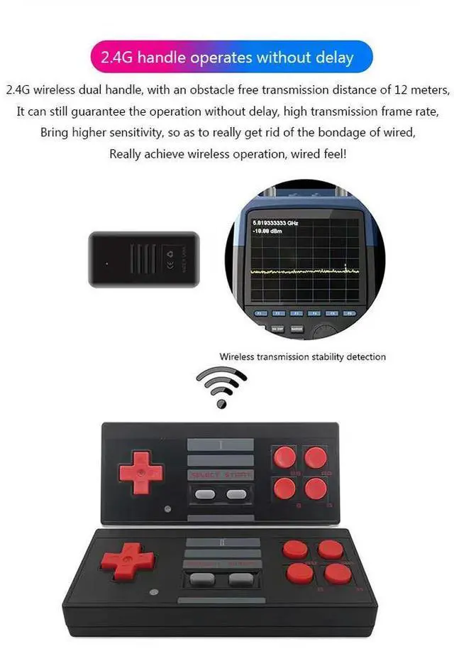 Alt view image 3 of 4 - Wireless Receiver Game Controller Joystick Gamepad for Nintendo Entertainment System for NES 620 Classic Games