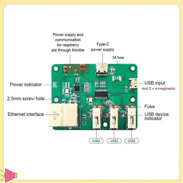 Alt view image 2 of 4 - 1PCS USB To Ethernet HUB Hub For Raspberry Pi Zero Network HUB Expansion Board