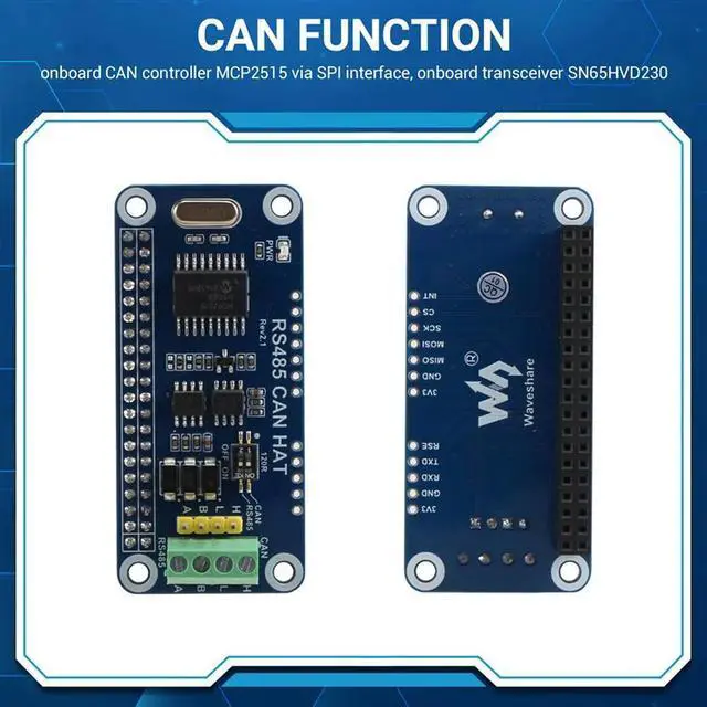 Main image of Waveshare RS485 CAN HAT For Raspberry Pi Allows Stable Long-Distance Communication Supports Raspberry Pi Series Boards