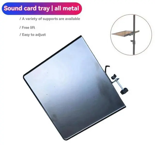 Alt view image 4 of 4 - Clamp on Tray for Microphone Stand Clamp-on Mic Rack Tray Height Adjustable for Live Tripod Bracket Accessories