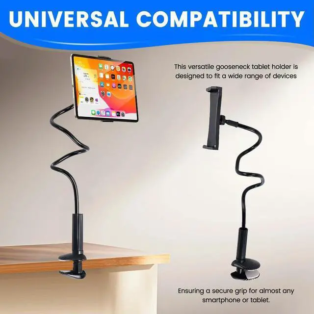 Alt view image 3 of 4 - Universal Mobile Phone Holder Flexible Arm 360 Mount Clip Gooseneck Tablet Holder Adjustable Tablet Holder Black