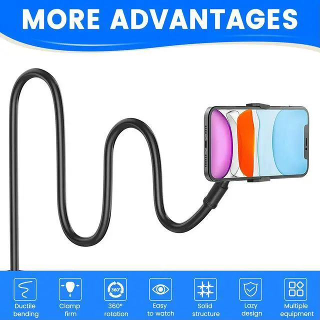 Alt view image 4 of 4 - Universal Mobile Phone Holder Flexible Arm 360 Mount Clip Gooseneck Tablet Holder Adjustable Tablet Holder Black