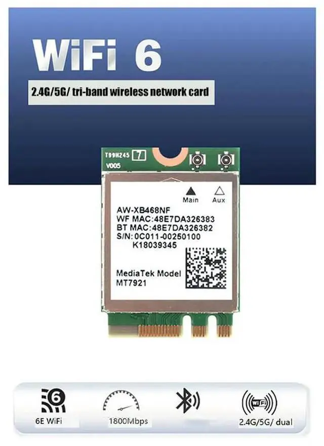 Alt view image 3 of 4 - MT7921 6 2.4G 5G Gigabit Network Card Desktop Computer Laptop Built-In Wireless Network Card With External Antenna