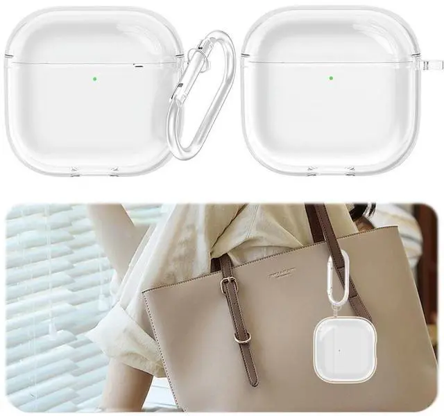Main image of Transparent Protective Case Cover with Carabiner TPU Protective Cover Skin Anti-fall Transparent Case for Airpods 4 (2024)
