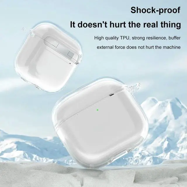 Alt view image 3 of 4 - Transparent Protective Case Cover with Carabiner TPU Protective Cover Skin Anti-fall Transparent Case for Airpods 4 (2024)
