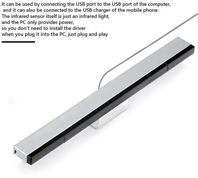 Alt view image 4 of 4 - For Wii/Wii U Sensor Bar USB Replacement Infrared TV Ray Wired Remote Sensor Bar Reciever Inductor Game Console Accessories