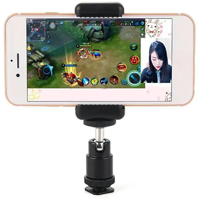 Alt view image 2 of 4 - l Hot Shoe Pan Tilt Excellent Craftsmanship Well Durability Universal Ball Head andPhone Holder Selfie Clip Mount Stand