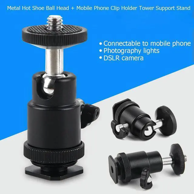 Alt view image 3 of 4 - l Hot Shoe Pan Tilt Excellent Craftsmanship Well Durability Universal Ball Head andPhone Holder Selfie Clip Mount Stand