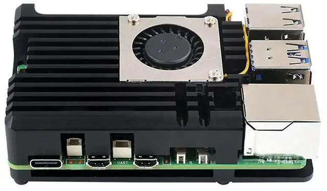 Alt view image 3 of 3 - For Raspberry Pi 5 Aluminum Alloy Case Set Kit With Single Fan Protective Case Set Kit For Raspberry Pi 5 Cooling