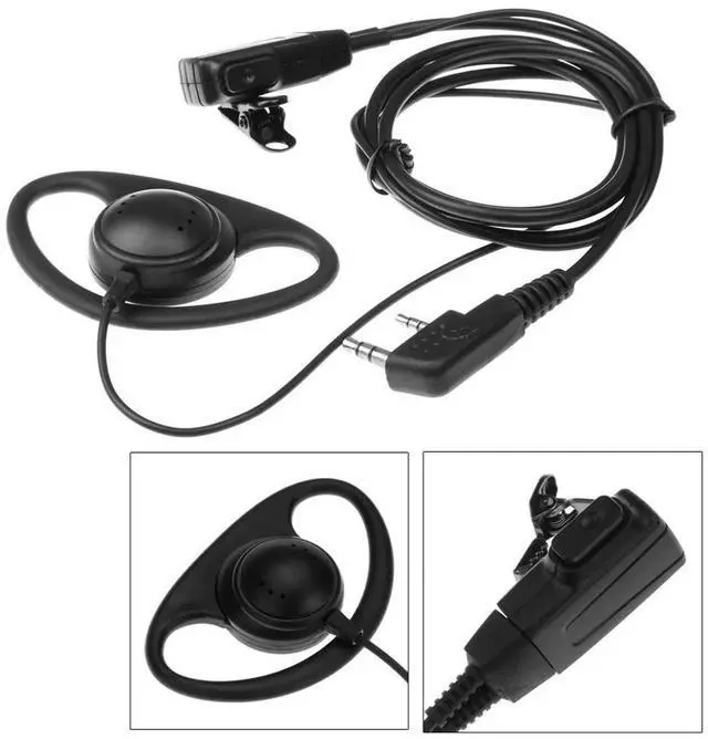Alt view image 3 of 4 - D-Shape Walkie Talkie Headset with MIC PTT Walkie Talkie Earpiece Headset Multifunctional for Baofeng Kenwood Puxing TYT Radio