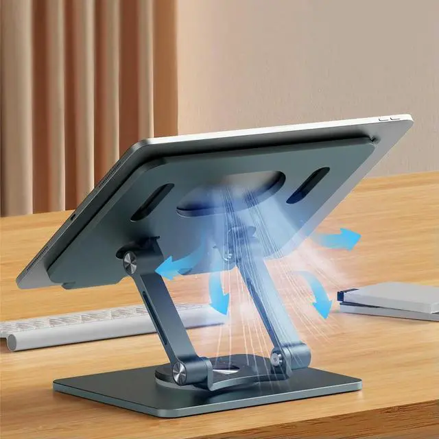 Alt view image 4 of 4 - Foldable Adjustable Laptop Holder 360° Rotation Tablet Holder Al-Alloy Stable Compatible with Tablet