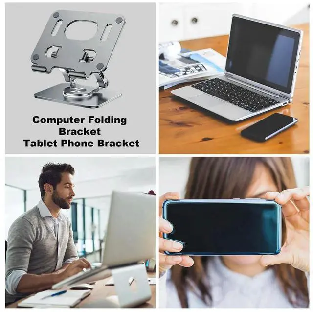 Alt view image 2 of 4 - Foldable Adjustable Laptop Holder 360° Rotation Tablet Holder Al-Alloy Stable Compatible with Tablet