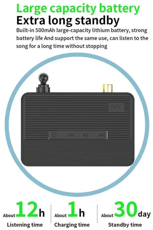 Alt view image 4 of 4 - Bluetooth 5.3 Receive Transmitter Adapter HIFI Sound NFC Remote Control Stereo AUX Coaxial Fiber Optic Adapter