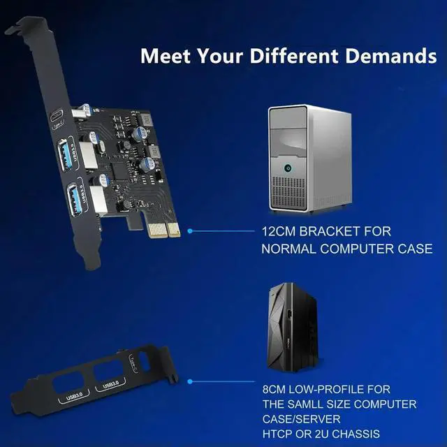 Alt view image 2 of 4 - USB PCIE Card 18W Power Delivery, PCI Express 3 Port (Type C, 2 X Type A) PCIe USB 3.0 Fast Charging Card Expansion Card