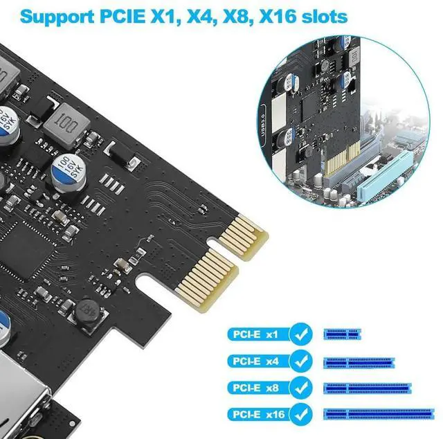 Alt view image 3 of 4 - USB PCIE Card 18W Power Delivery, PCI Express 3 Port (Type C, 2 X Type A) PCIe USB 3.0 Fast Charging Card Expansion Card