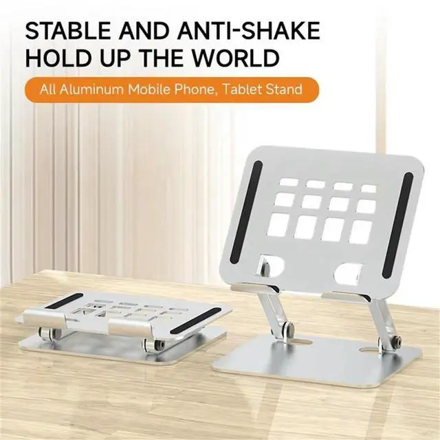 Alt view image 2 of 4 - Aluminum Tablet Stand Holder for Desk Dual Rod Support Tablet Holder Adjustable Riser Applicable to 4-12.8inch